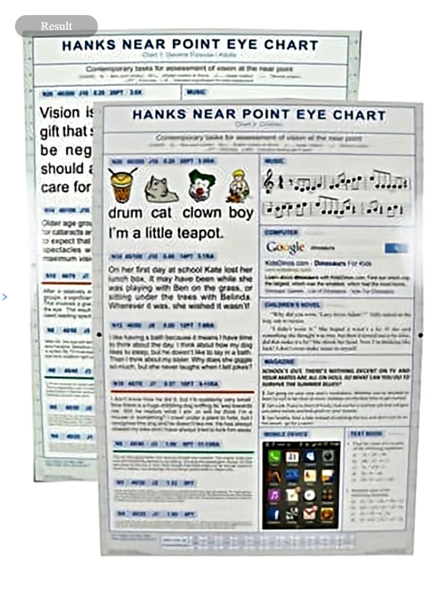 eye chart (near point - hanks)