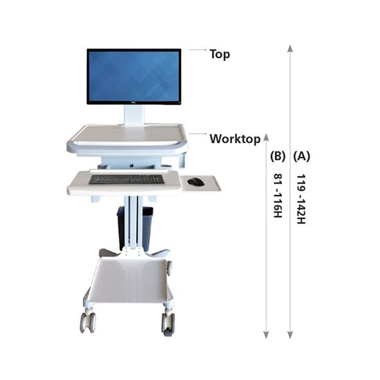 fisher & webster computer trolley with printer shelf