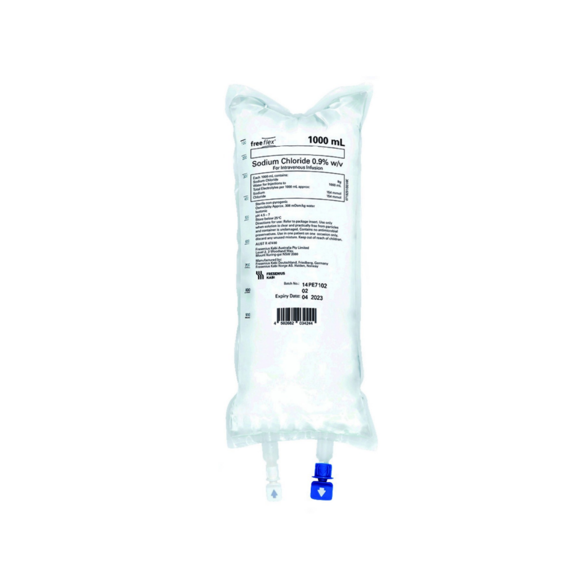 fresenius kabi sodium chloride 0.9% freeflex iv infusion bag / 1000ml / each
