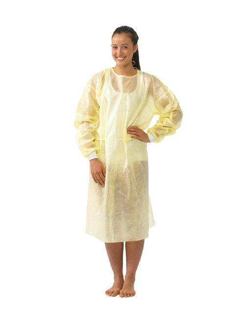 gown isolation waterproof yellow / box of 50 / with knit cuff