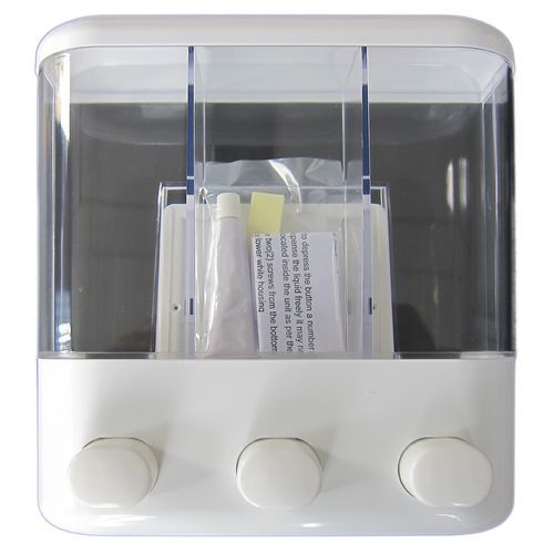 handi homes liquid dispenser / 3 compartment / white / clear