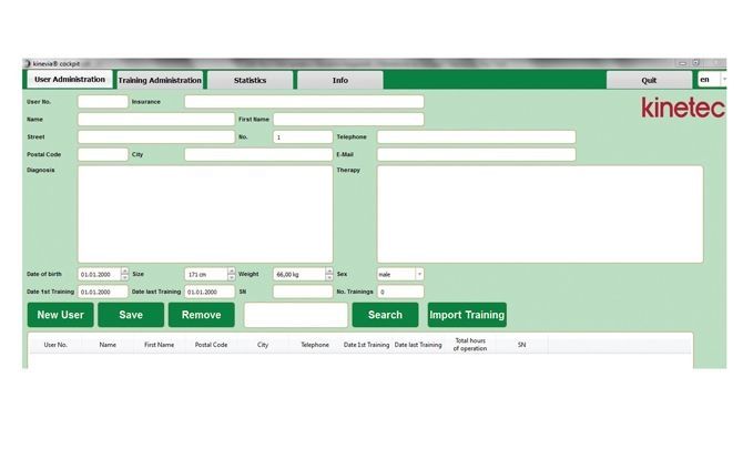 kinetec kinevia cockpit software / pro version