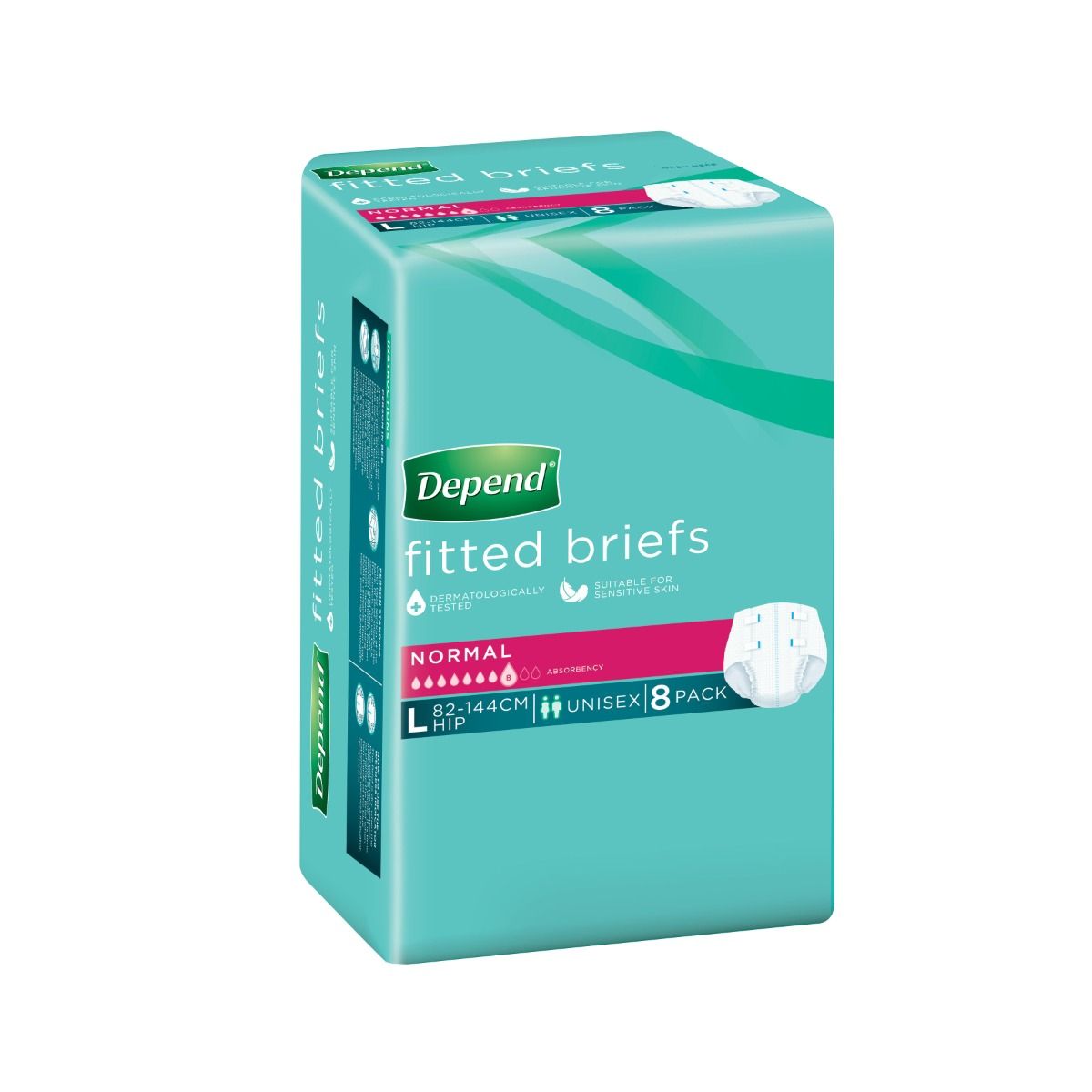 depend fitted briefs / normal / large / pack of 8