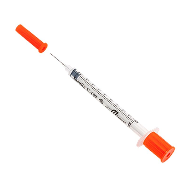 insulin syringe with standard fixed needle + ndl / 27gx13mm / box of 100