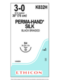 PERMA-HAND* Silk Sutures Black 75cm 3-0 SH 26mm - Box/36