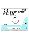 PERMAHAND® Silk Sutures Black 45cm 3-0 X-1 22mm - Box/12