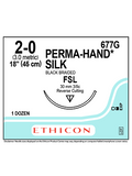 PERMA-HAND* Silk Sutures Black 45cm 2-0 FSL 30mm - Box/12