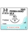 PERMA-HAND* Silk Sutures Black 45cm 3-0 PS-1 24mm - Box/12