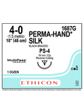 PERMA-HAND* Silk Sutures Black 45cm 4-0 PS-4 16mm - Box/12