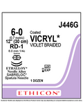 Coated VICRYL* Sutures Violet 30cm 6-0 RD-1 8.0mm - Box/12