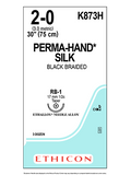 PERMA-HAND* Silk Sutures Black 75cm 2-0 RB-1 17mm - Box/36