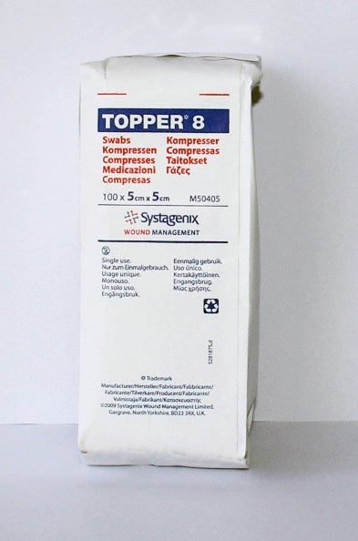 Topper 8 Non Sterile Non Woven Gauze 5cm x 5cm - Box/100