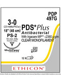 PDS® Plus Antibacterial Sutures Absorbable Undyed 3-0 45cm - Box/12