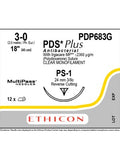 PDS® Plus Antibacterial Suture Absorbable Undyed 3-0 45cm - Box/12