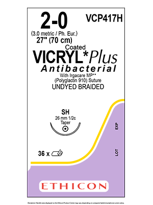 Coated VICRYL Plus Antibacterial Sutures Absorbable Undyed 2-0 70cm