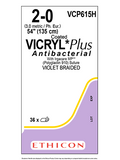 Coated VICRYL* Plus Sutures Absorbable Violet 2-0 135cm Non Needled - Box/36