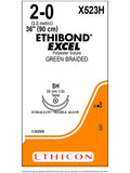 ETHIBOND* EXCEL Double-Armed Suture Green 2-0 90cm SH - Box/36