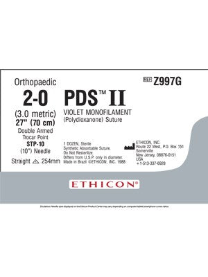 PDS® II Polydioxanone Suture Violet 2-0 70cm STP-10 36mm - Box/12