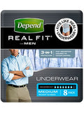 Depend Real Fit Underwear Mens Small/Med 8 - Ctn/4