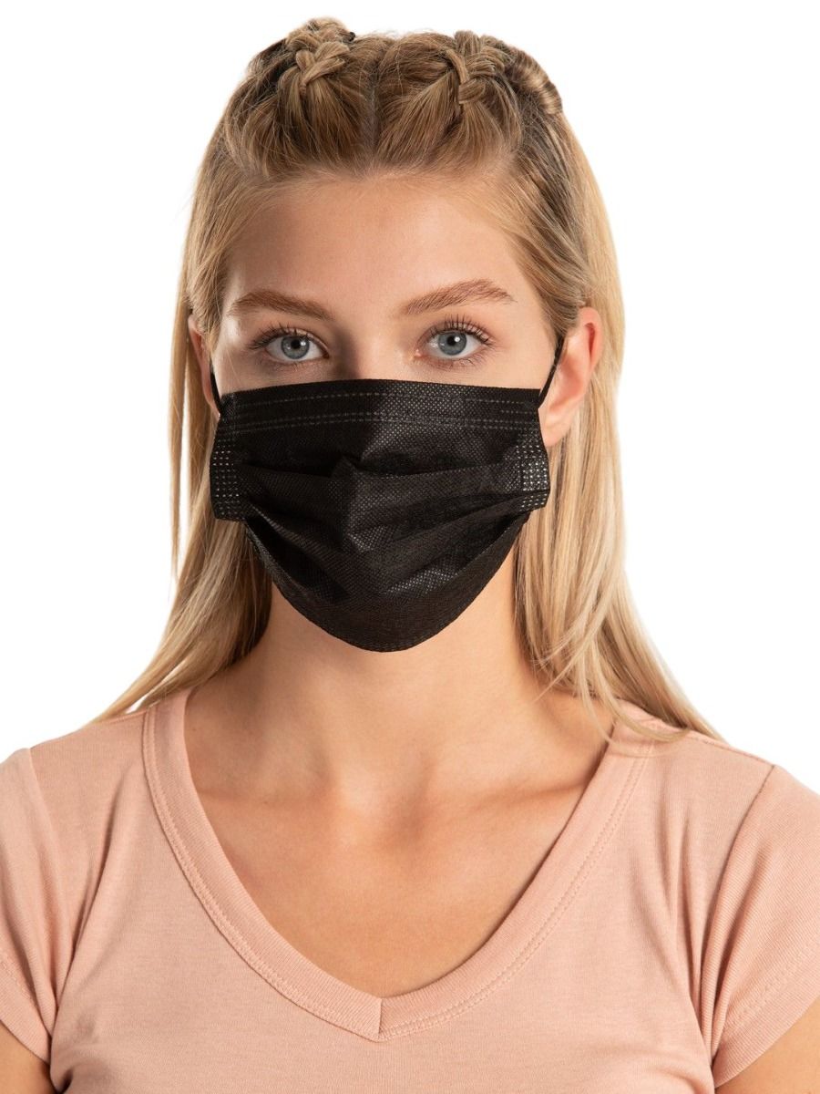 softmed level 3 face mask surgical black / box of 50