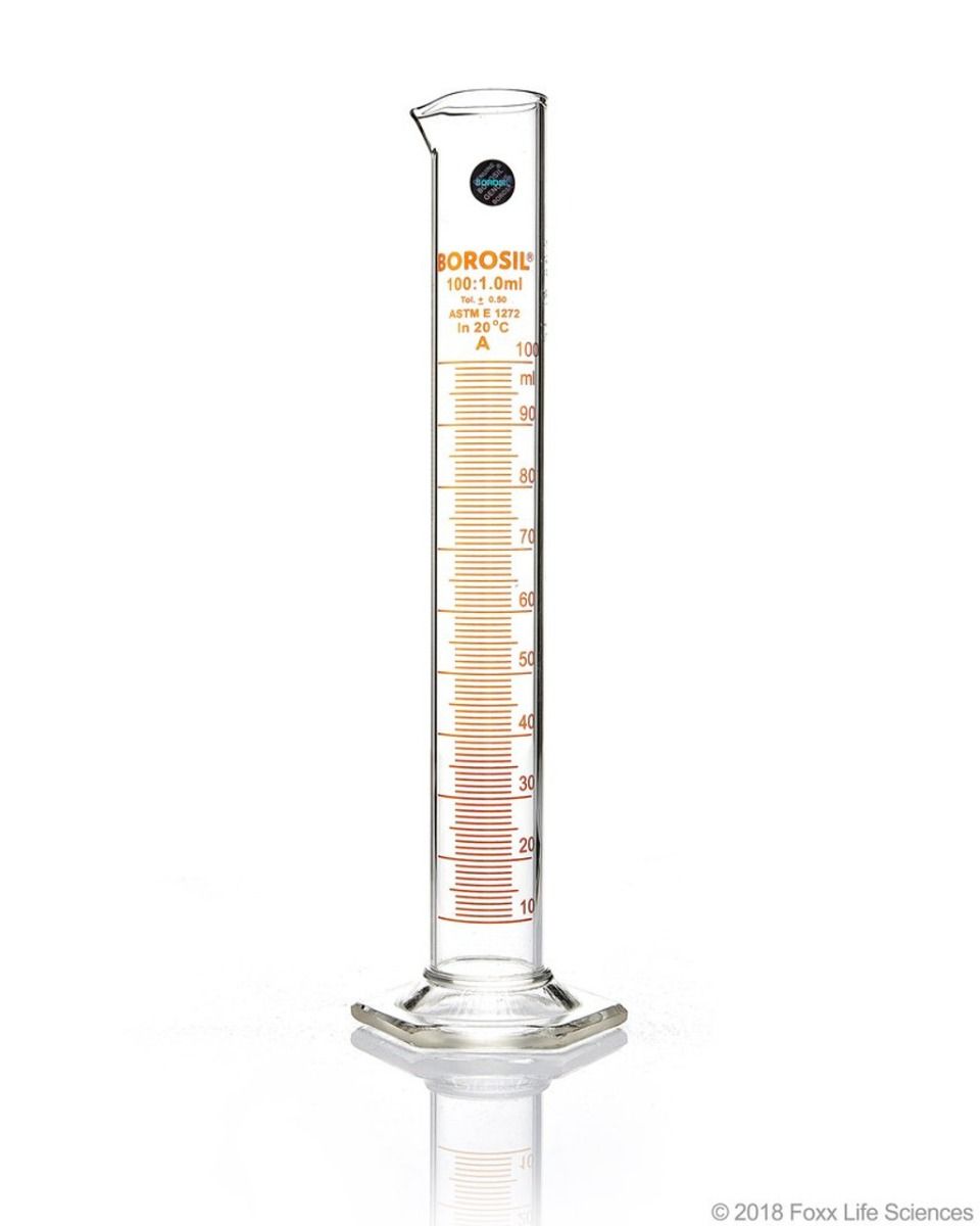 measuring cylinder hex glass / 100ml