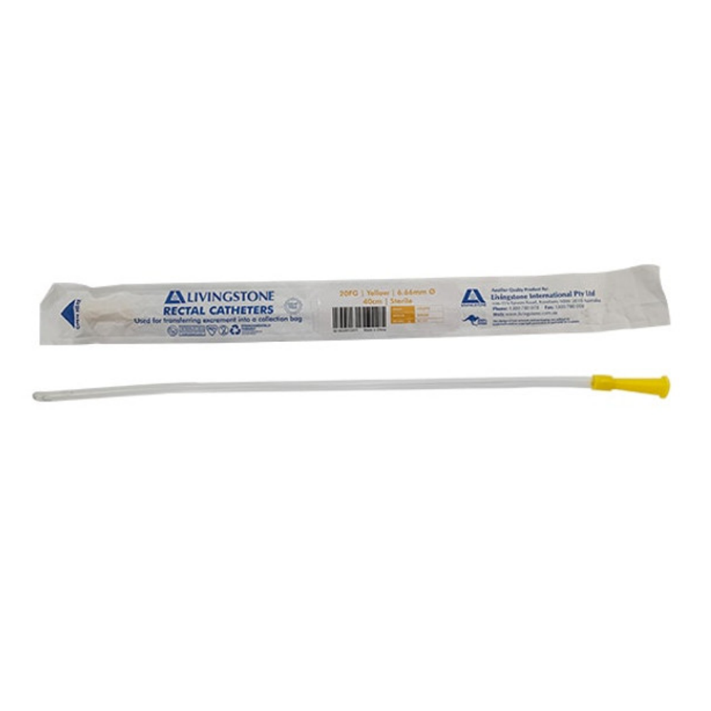livingstone rectal catheter tube / 20fg / yellow / 6.66mm diameter / 40cm / sterile / each