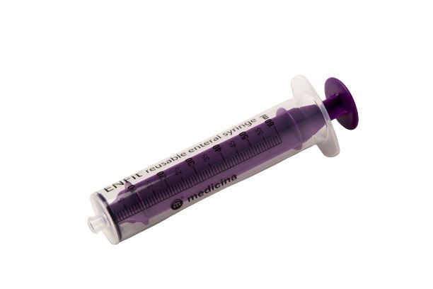 medicina enteral enfit 60ml re-usable purple syringe