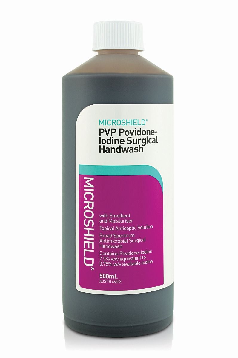 microshield pvp povidone iodine surgical handwash (jj61377) / 500ml / each