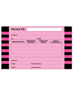 mermed miscellaneous route label / black on pink / 100mm x 60mm / box of 500