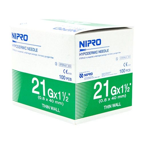 needle nipro hypo / 21g x 1-1/2 / box of 100