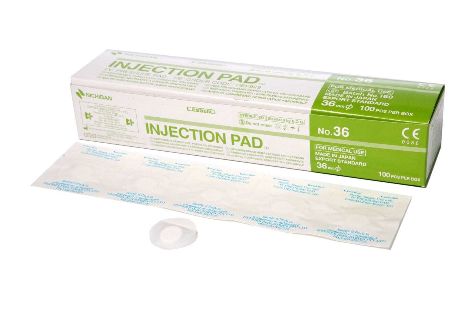 nichiban iv pressure pad / white / box of 100