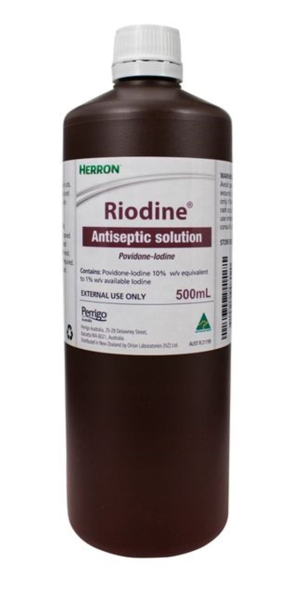 perrigo riodine 10% povidone iodine solutions / 500ml bottle