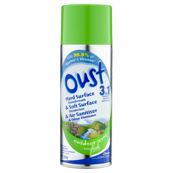 oust 3-in-1 surface spray / outdoor scent / 325g / each