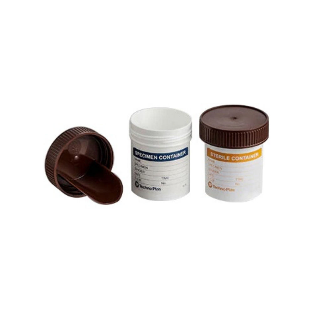 techno-plas container & spoon faeces opaque 70ml / box of 500