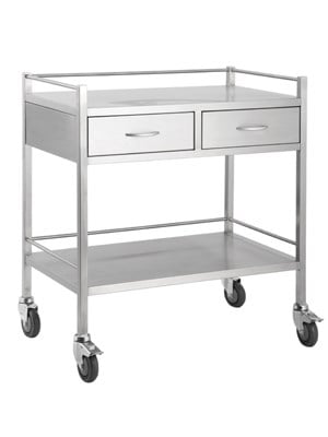 Stainless Steel Double Trolley with Two drawers (Side By Side)