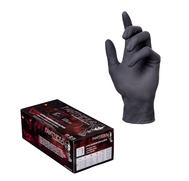 panthera black latex examination gloves
