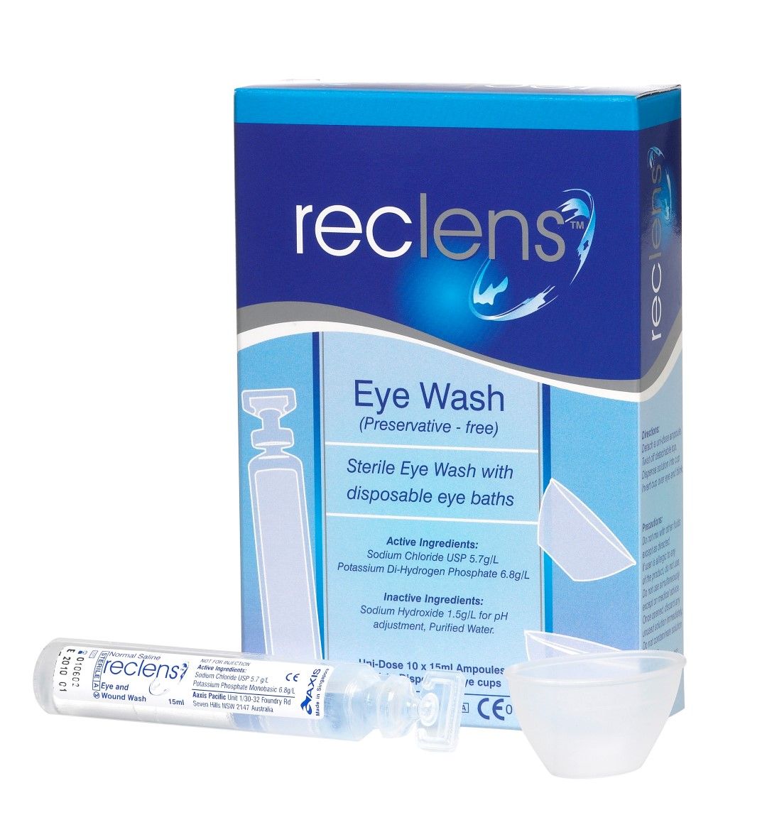 reclens eye wash disposable bath / 15ml / box/10