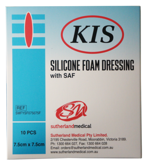 kis silicone foam dressing / border / 7.5 x 7.5 (4.5 x 4.5)cm / box of 10