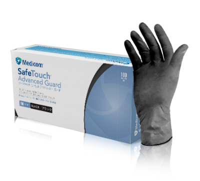 safetouch advanced guard black nitrile exam gloves / powder-free / x-small / box of 100
