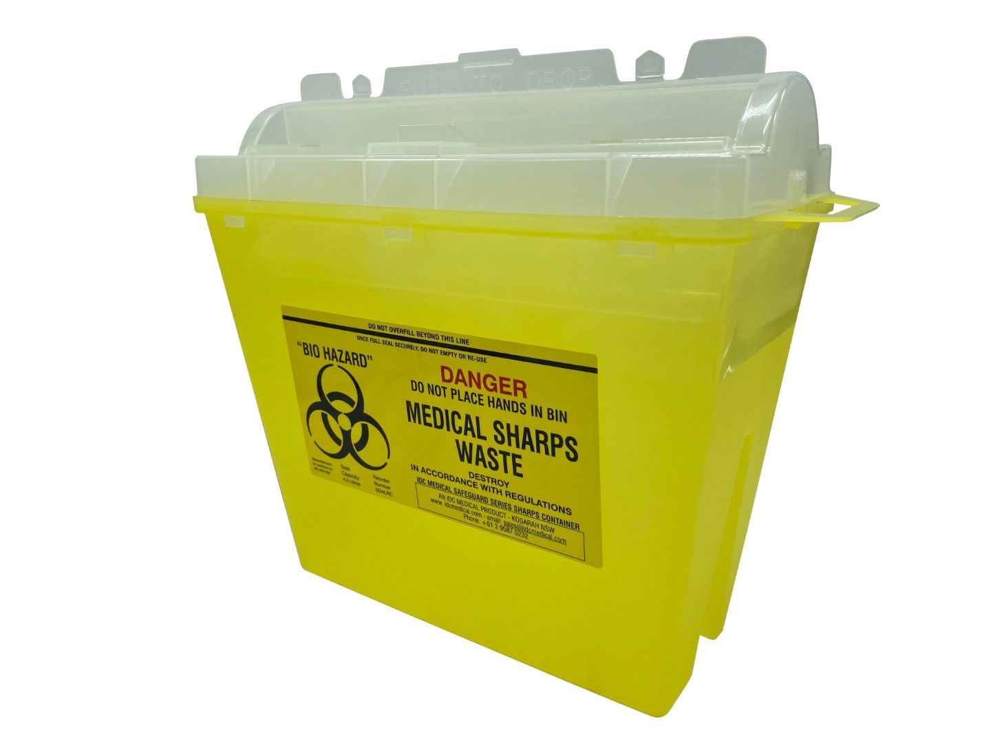sharps container with rotary lid 4.0l yellow