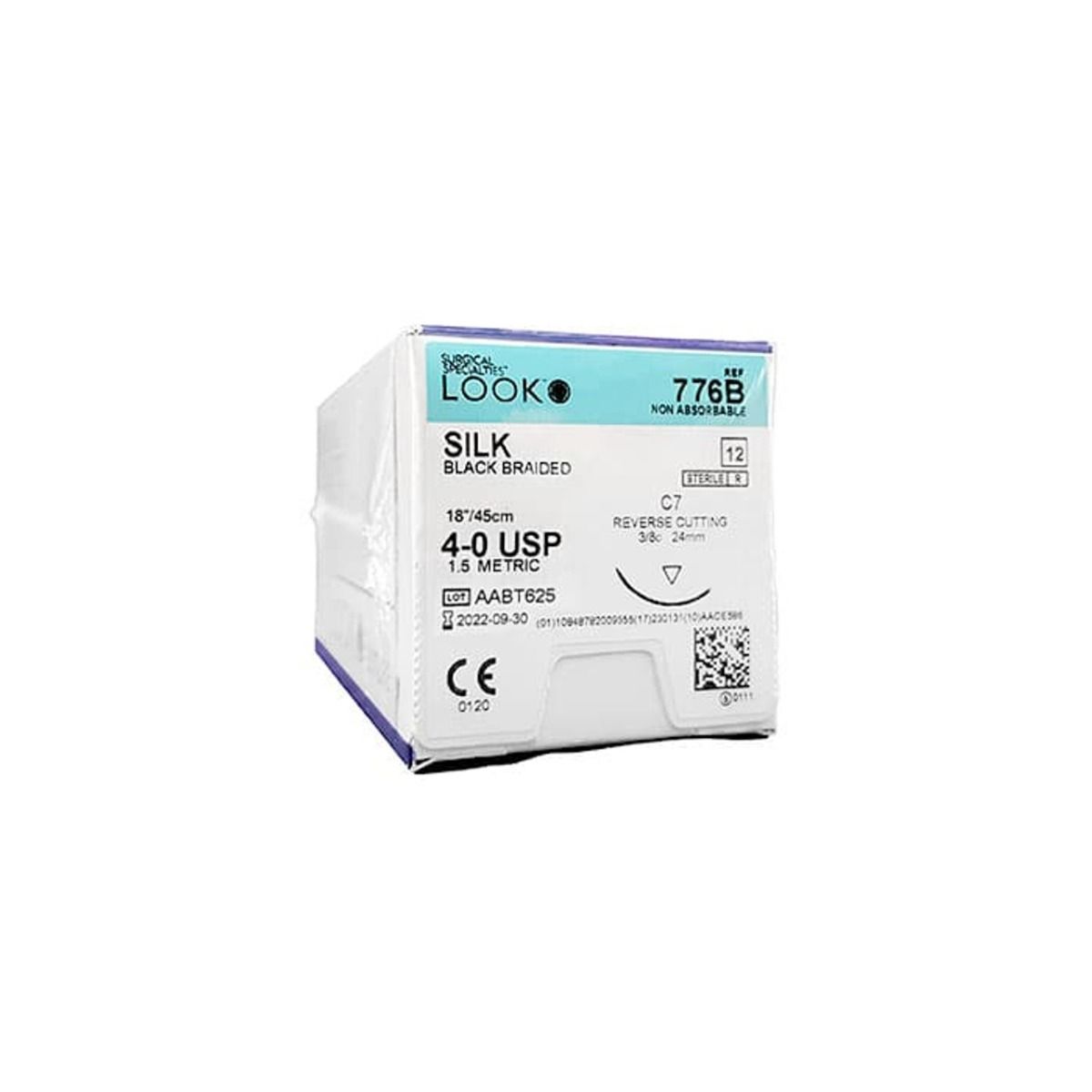 look silk black sutures / 4-0 / 24mm / 45cm / rc / box of 12