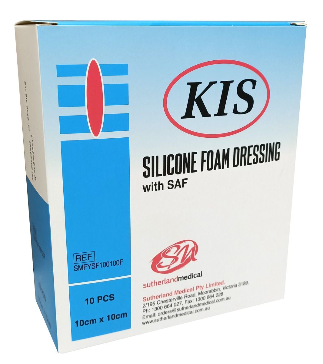 kis silicone foam dressing / border / 10 x 10 (6.2 x 6.2)cm / box of 10
