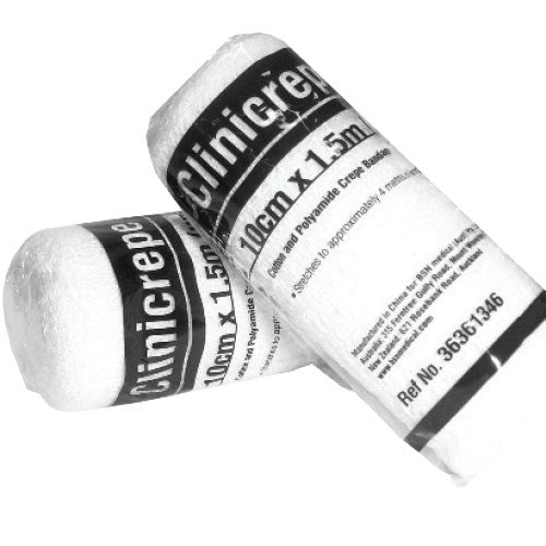 Clinicrepe® Cotton Polyamide Crepe Bandage, 10cm x 1.5m – Pkt/12
