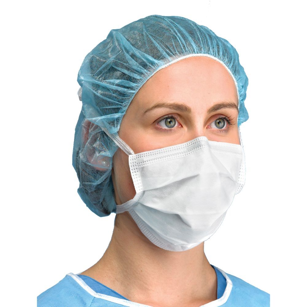 primed level 2 surgical soft mask / tieback 3 ply / white / box of 50