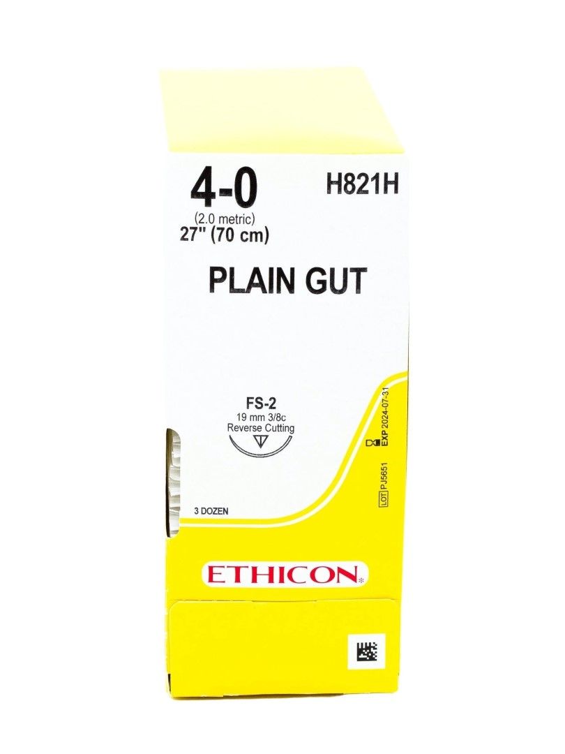 ethicon catgut plain 3/8 suture / 4-0 / 70cm / rc / box of 36