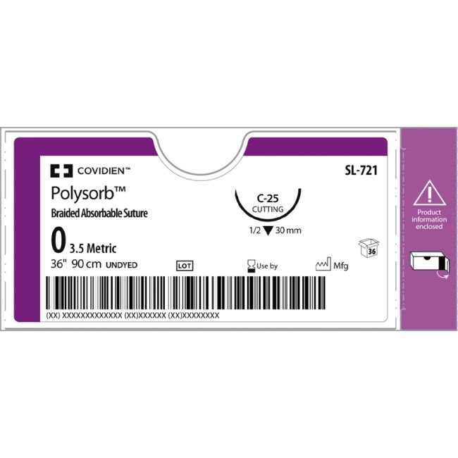 polysorb undyed sutures / 3-0 / 19mm / 75cm / box of 36