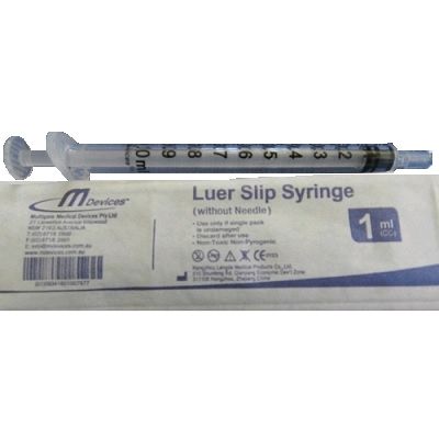 mdevices syringe / luer slip / 1ml  / concentric nozzle /box of 100