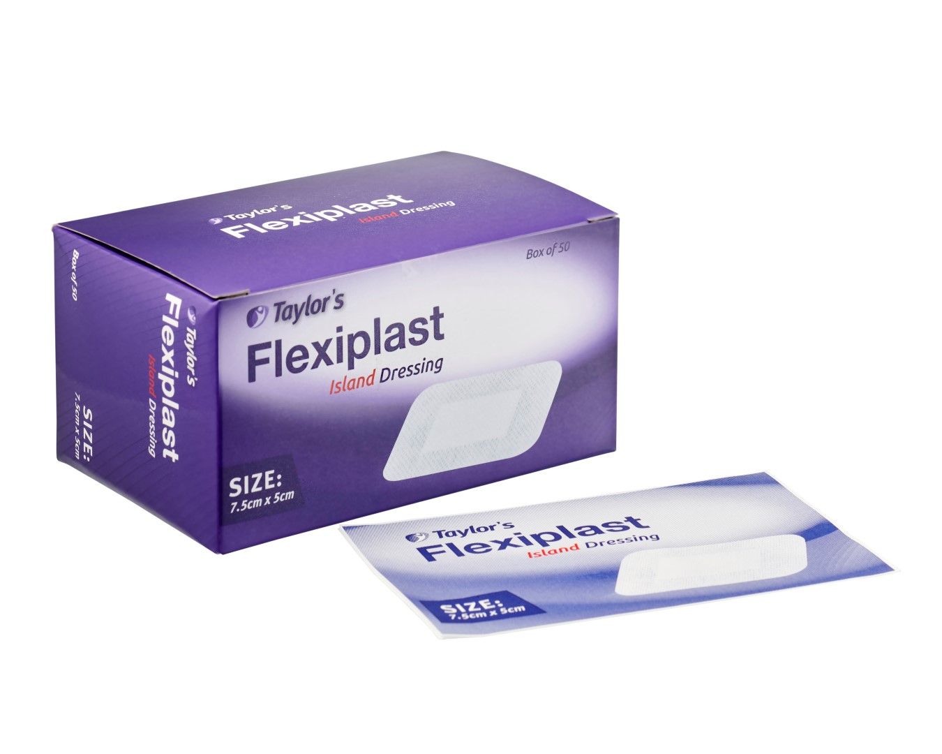 taylor flexiplast island dressing / 7.5 x 5cm / box of 50