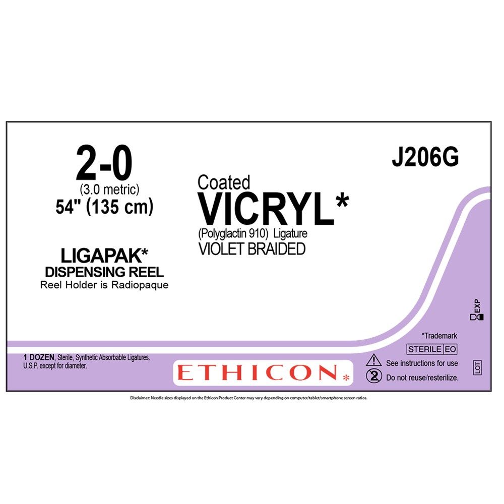 ethicon vicryl ligapak / 2-0 / 135cm / violet / box of 12