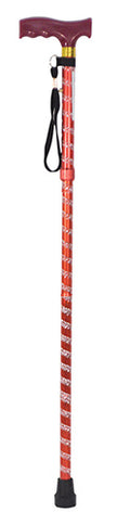 Folding Engraved Red Walking Stick